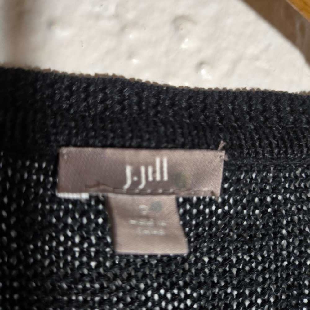 J. Jill 100% Linen Cardigan Sweater Small Open Front 3/4 Sleeve Goth Minimalist - Picture 3 of 7